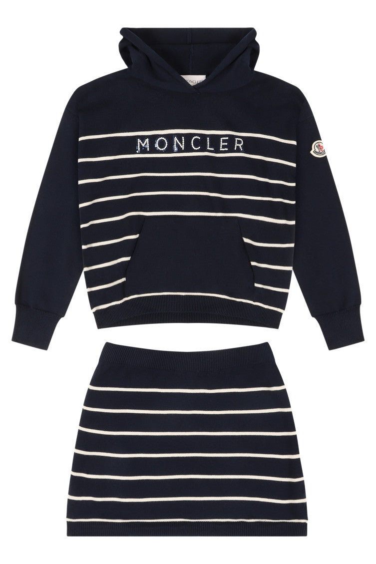 2-piece Navy Blue Stripes Hoodie/Skirt Set (Girls) 1