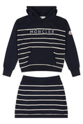 2-piece Navy Blue Stripes Hoodie/Skirt Set (Girls) 1
