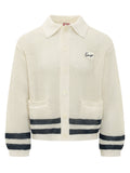 Off White Shirt Collar Cardigan 1