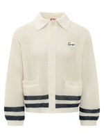 Off White Shirt Collar Cardigan 1