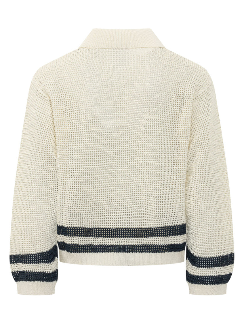Off White Shirt Collar Cardigan 2