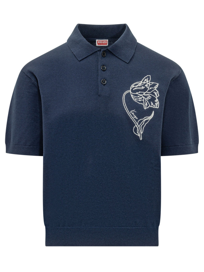 Blue Shirt Collar Logo Polo 1