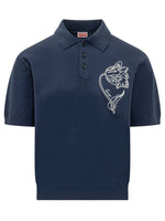 Blue Shirt Collar Logo Polo 1