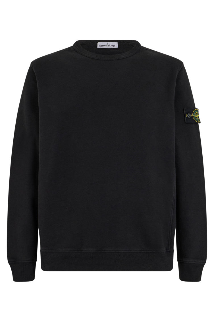 Black Solid Crew Neck Sweatshirt 1