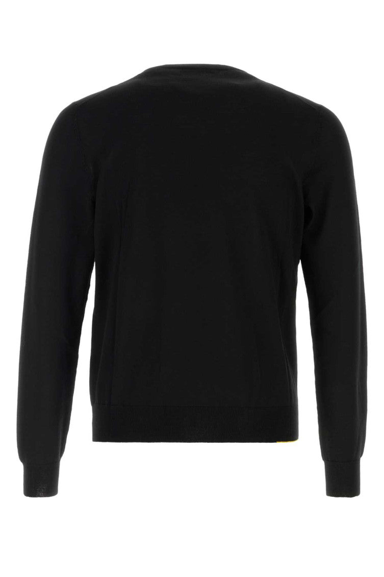 Black Slim V Neck Sweater 2