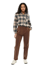 Brown Tapered Pleated Pants 1