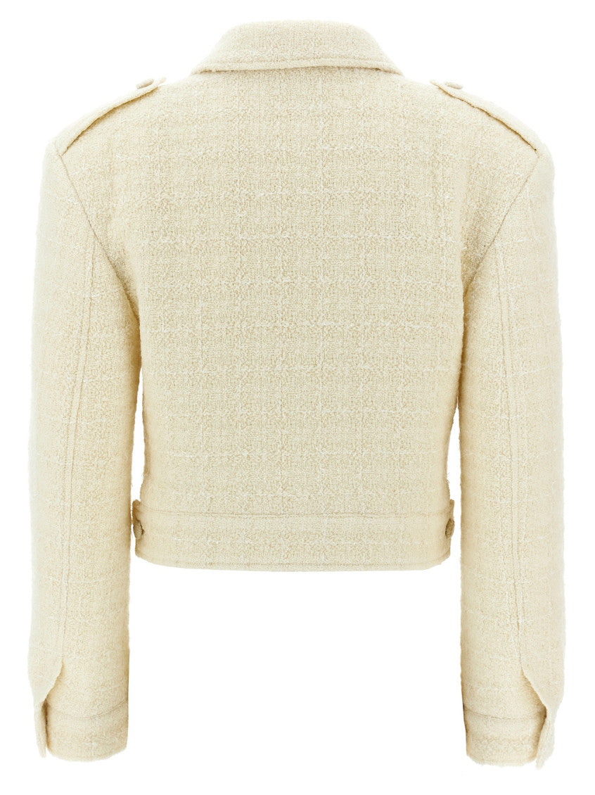 Beige Tweed Cropped Blazer 2