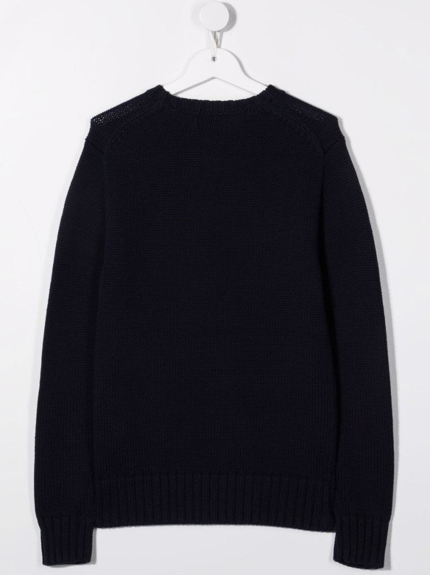 Boys Navy Blue Flag Crewneck Sweater 2