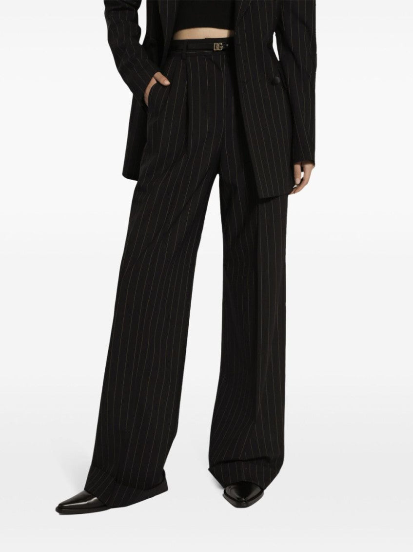 Black Flared Pinstripe Pants 2