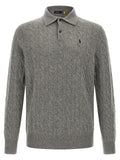 Grey Logo embroidery polo shirt 1