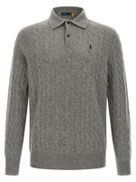 Grey Logo embroidery polo shirt 1
