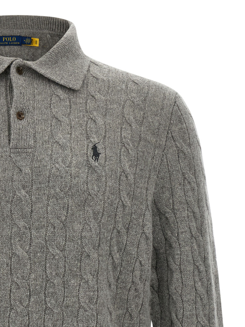 Grey Logo embroidery polo shirt 3