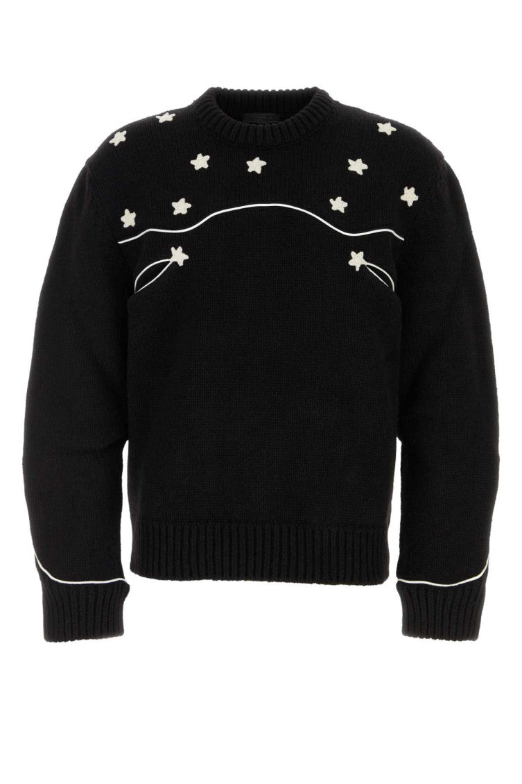 Black Wool Embroidered Sweater 1