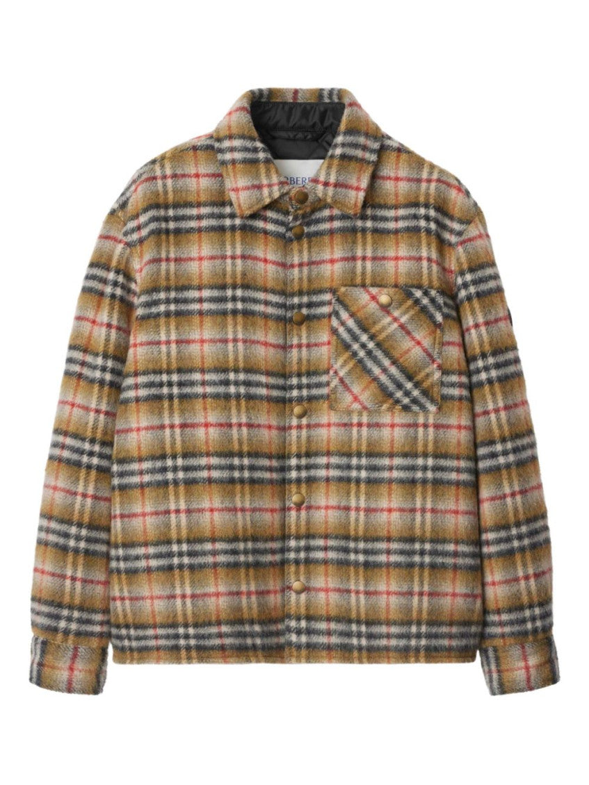 Beige Check wool overshirt 1