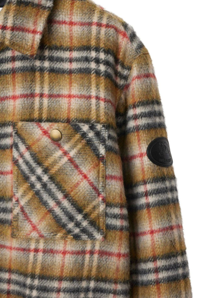 Beige Check wool overshirt 4