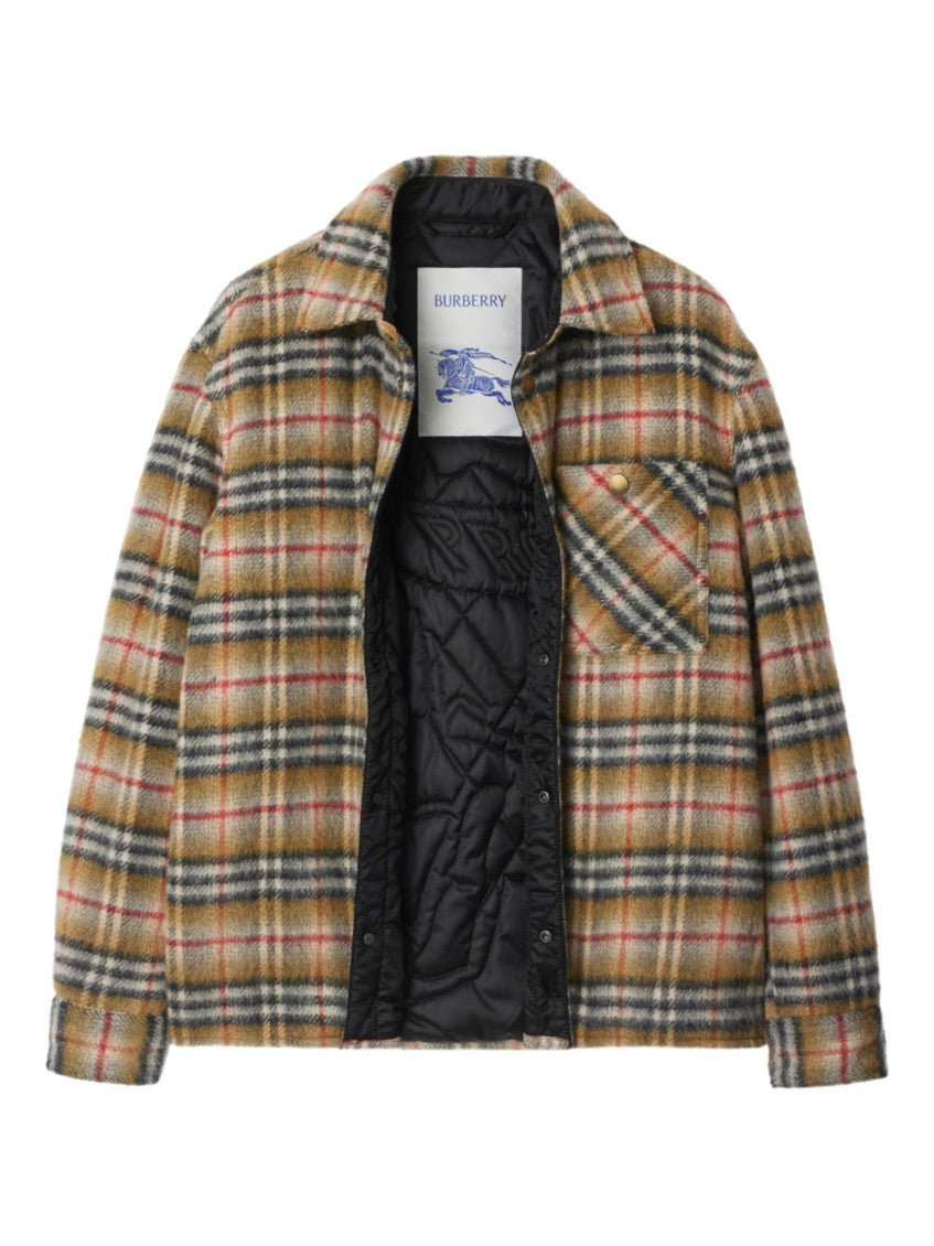 Beige Check wool overshirt 5