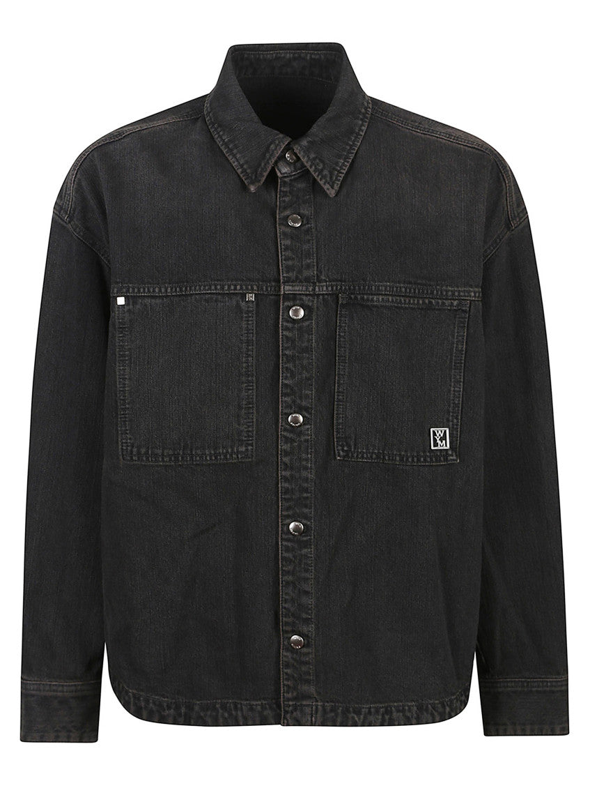 Black Logo Solid Denim Shirt 1