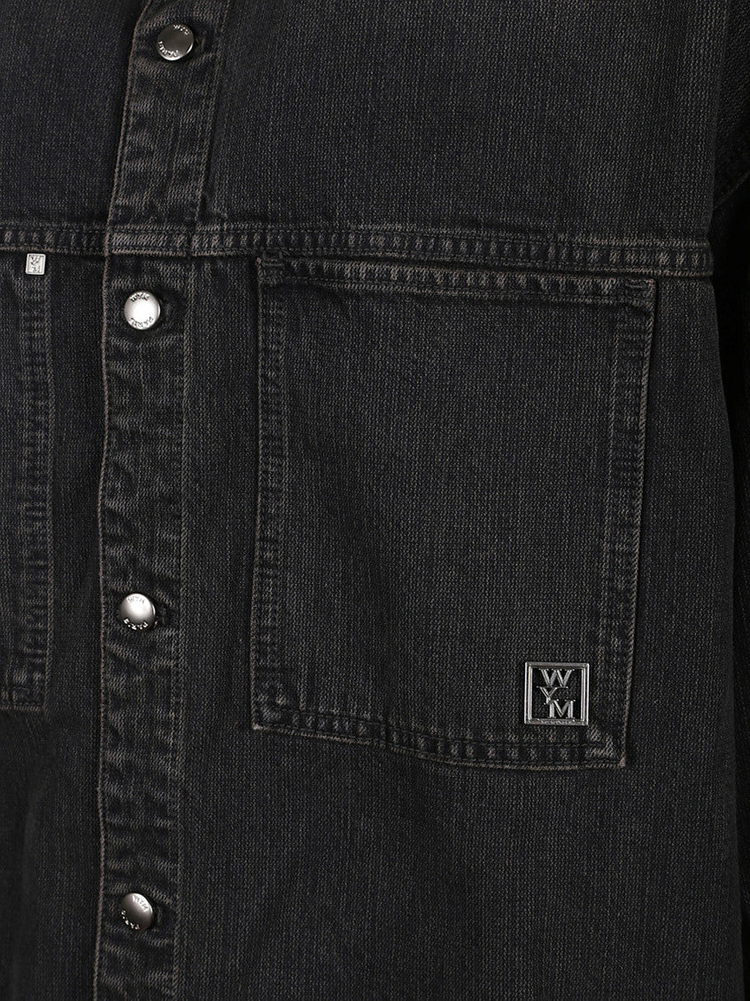 Black Logo Solid Denim Shirt 2
