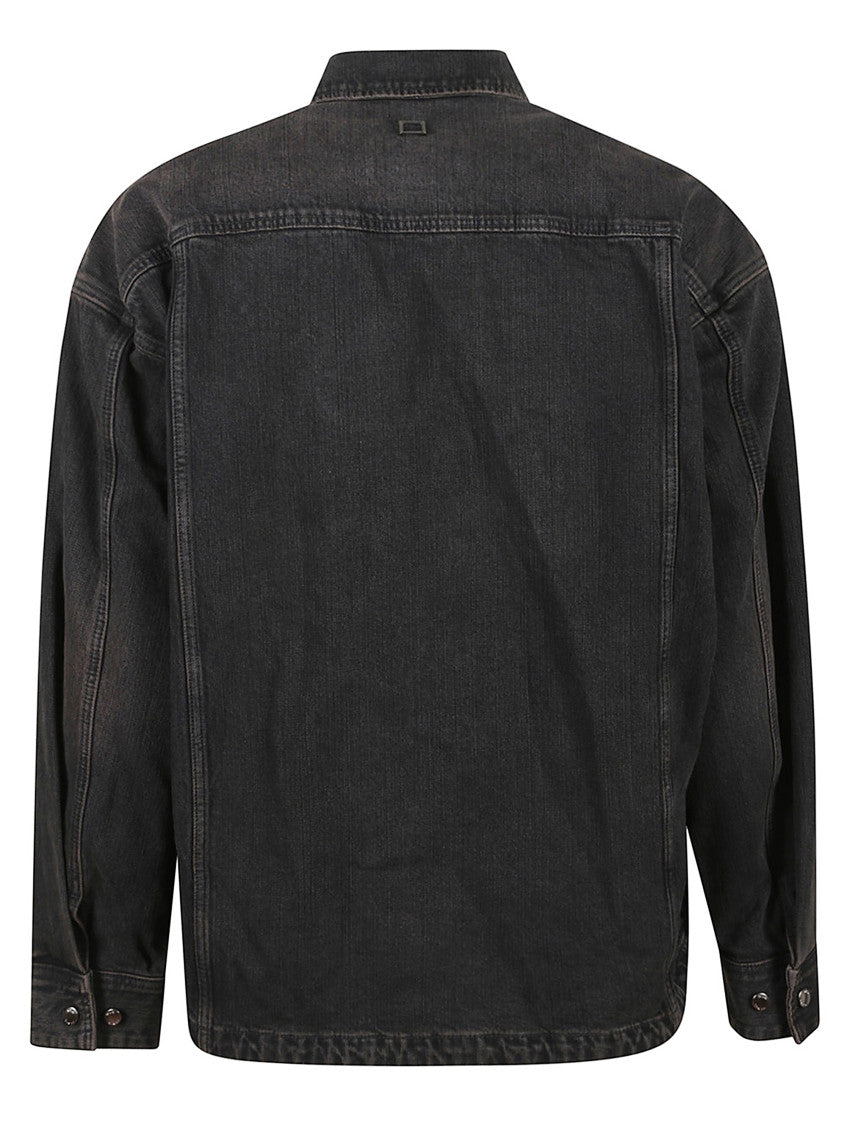 Black Logo Solid Denim Shirt 3