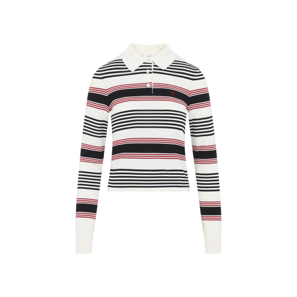 White Stripes Shirt Collar Polo 1