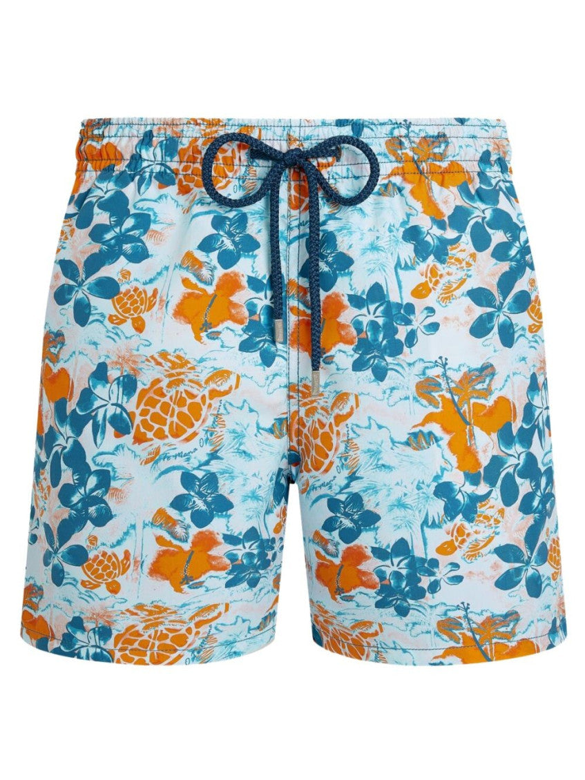 Light Blue Floral Swim Shorts 1