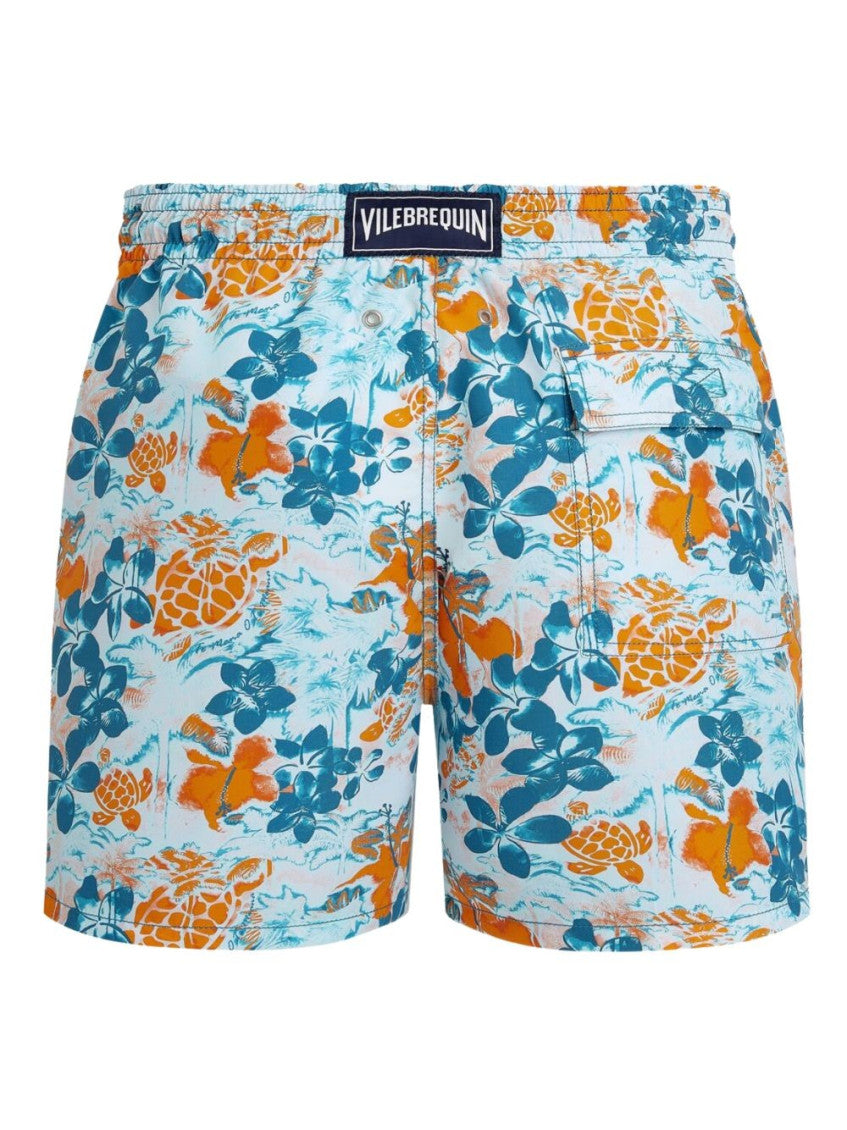 Light Blue Floral Swim Shorts 2
