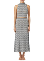 Grey Stripes Midi Skirt 1