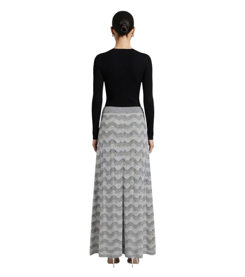 Grey Stripes Midi Skirt 2