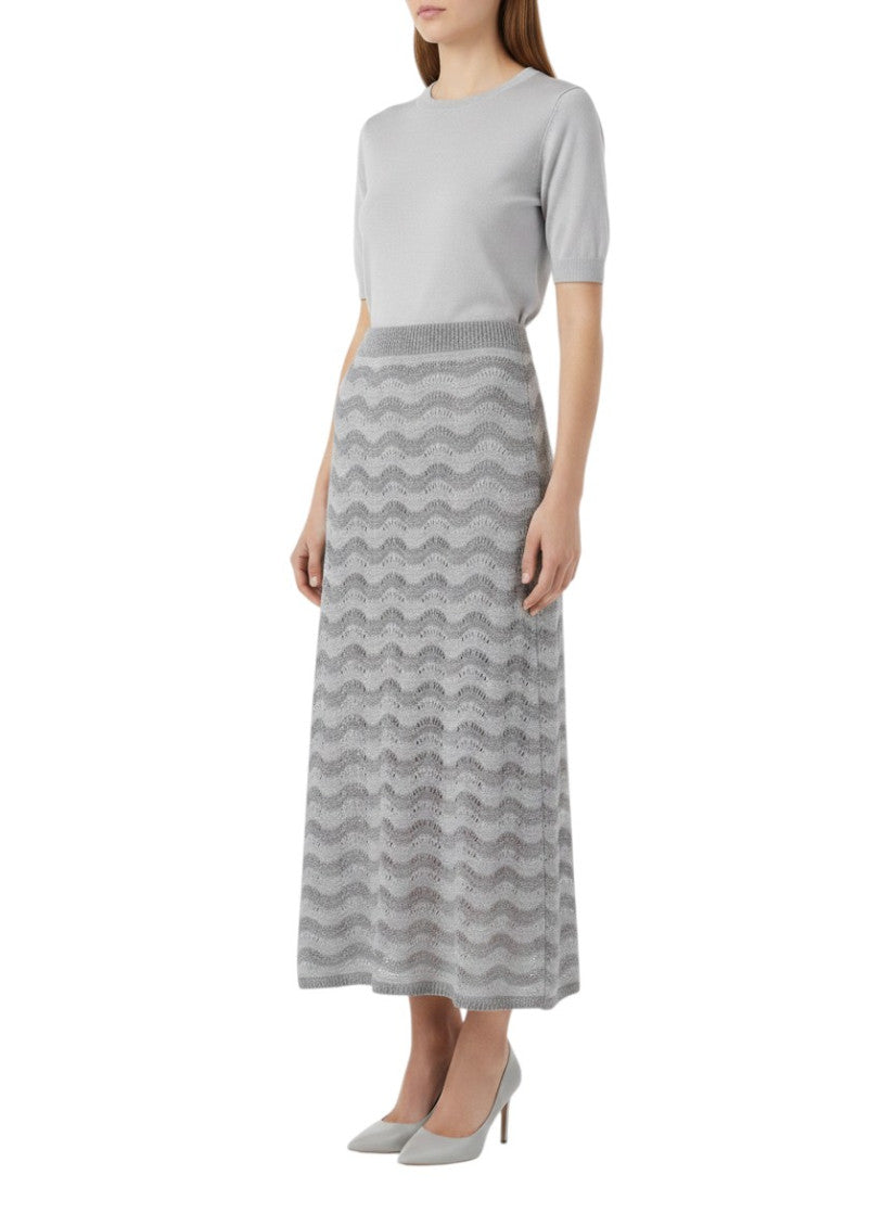 Grey Stripes Midi Skirt 3