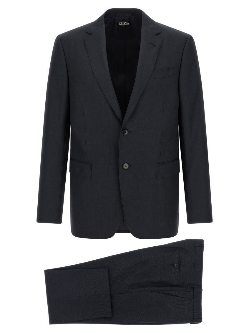 Dark Blue Notched Lapel Suit 1