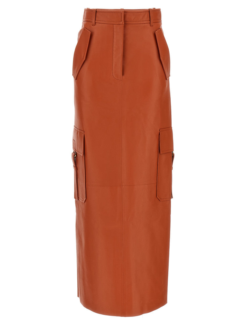 Orange Illustration Midi Skirt 1