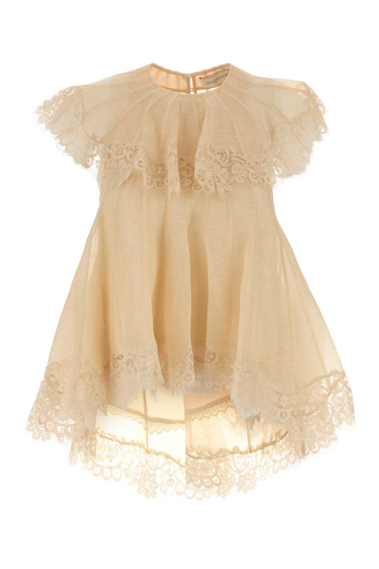 Yellow Lace Round Neck Top 1