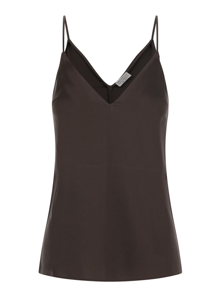 Dark Brown V Neck Top 1