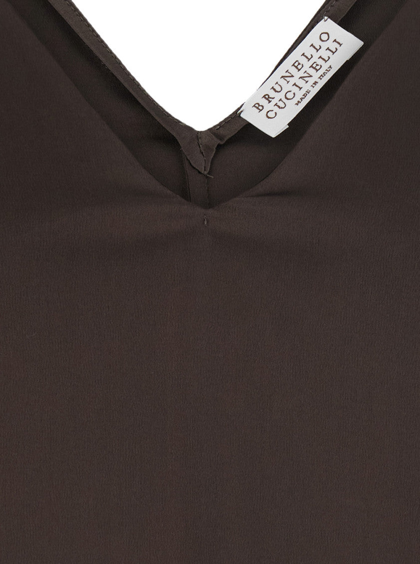 Dark Brown V Neck Top 3