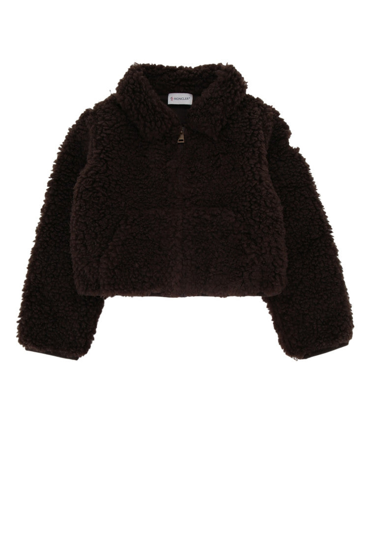 Kids Dark Brown Textured Jacket 1