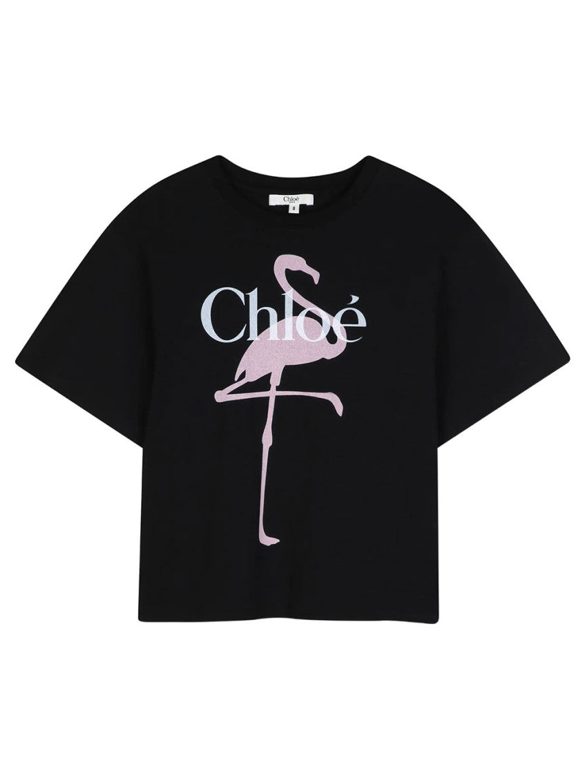 Girls Black Graphic T-Shirt 1