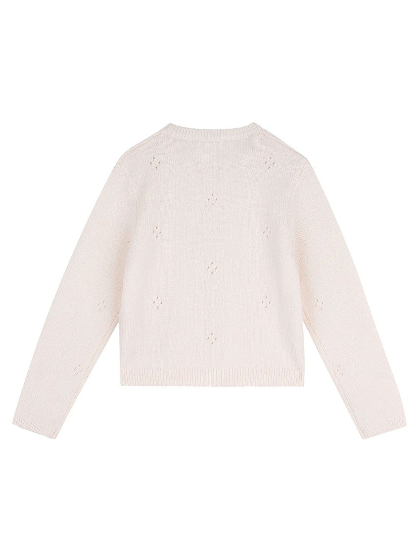Girls Off White Knitted Sweater 2