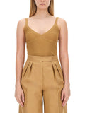 Beige V Neck Top 1