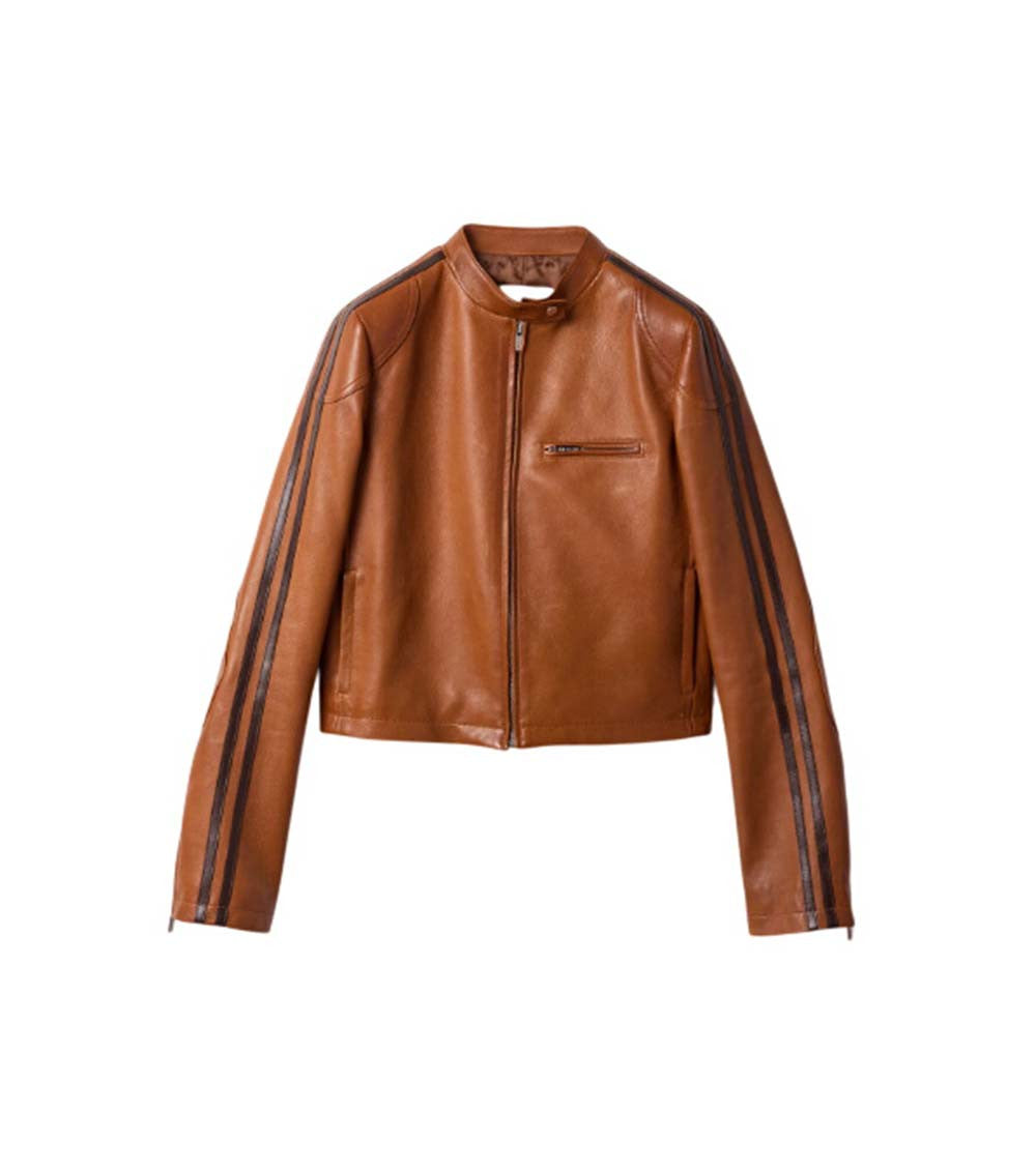 Brown Mandarin Collar Jacket 1