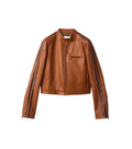 Brown Mandarin Collar Jacket 1