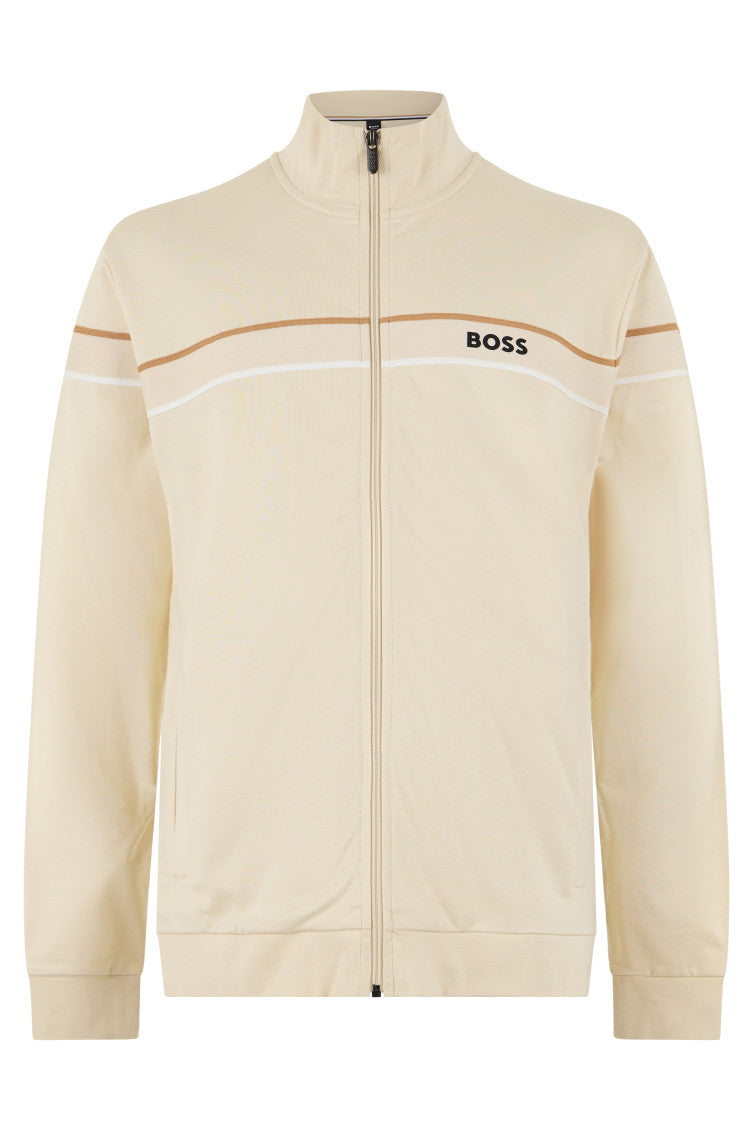 Beige Mock Collar Jacket 1