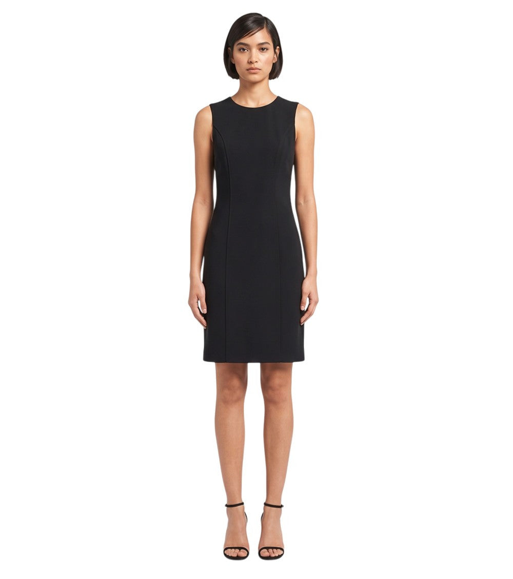 Black Round Neck Above Knee Dress 1