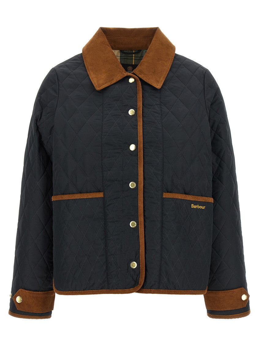 Blue Quilted Shirt Collar Jacket 1