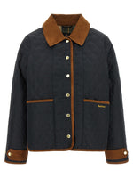 Blue Quilted Shirt Collar Jacket 1
