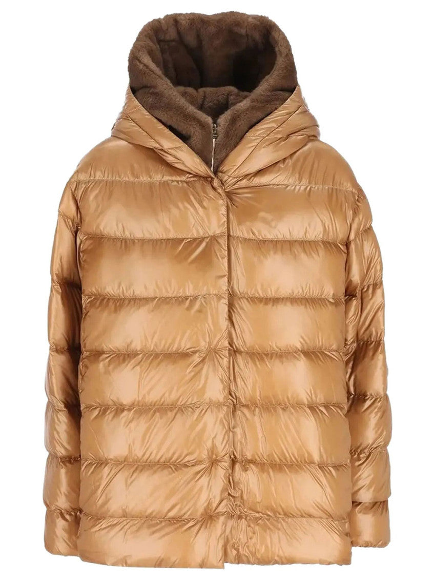 Brown Quilted Hood Jacket 1