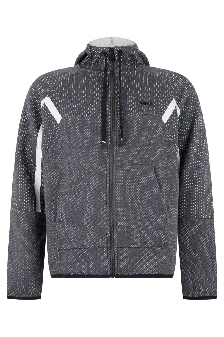 Dark Grey Textured Zip-Up Hoodie 1