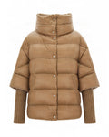 Beige Quilted Mock Collar Jacket 1