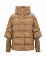 Beige Quilted Mock Collar Jacket 1