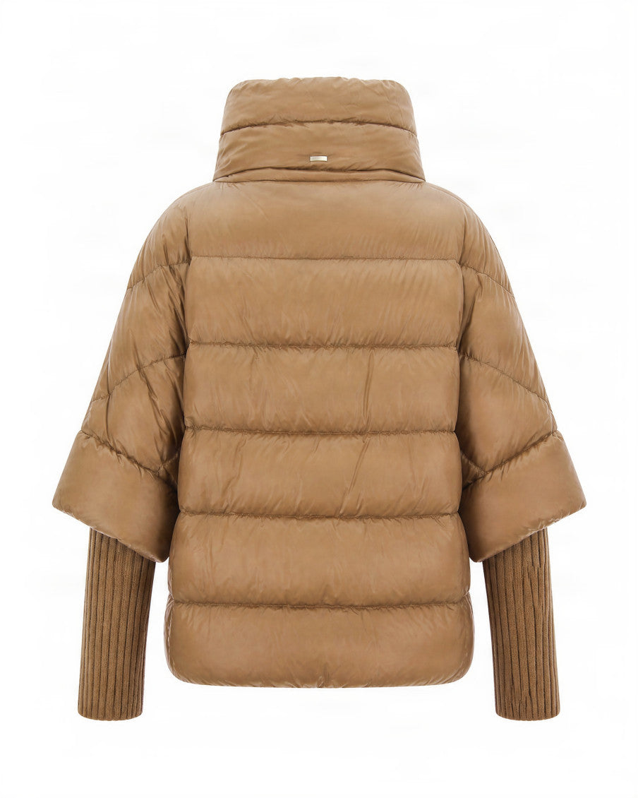 Beige Quilted Mock Collar Jacket 2