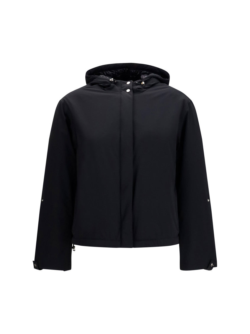 Black Solid Hood Jacket 1